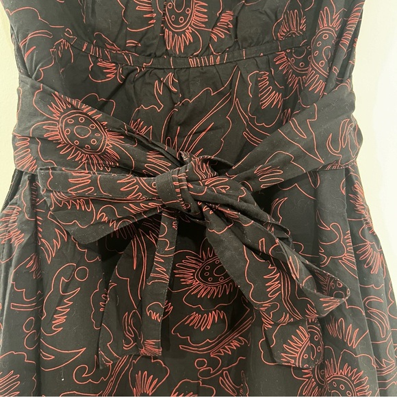 Threads Vintage Woman’s Sz M Strapless Babydoll Dress Black w/ Red Floral - Picture 6 of 14